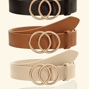 New in Box Brown Leather Gold Hoop Women’s Belt